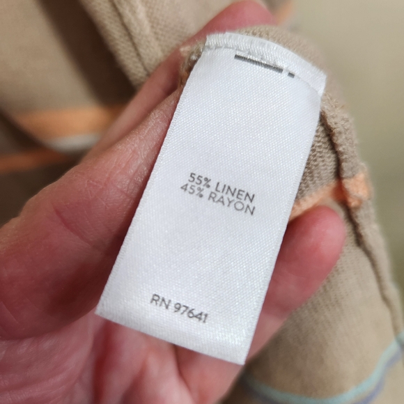 j.jill linen blend pastel striped long cardigan sz lg petite nwt lightweight - Picture 4 of 9